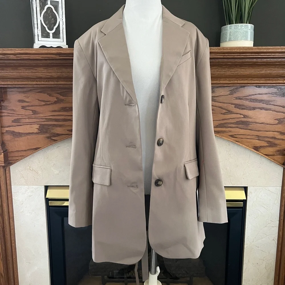Topshop Women's Tan Belted‎ Blazer Jacket Size 4 NEW